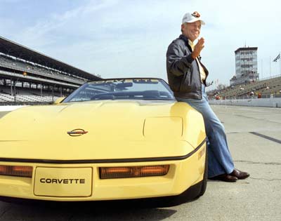 Chuck Yeager With a Yellow Corvette